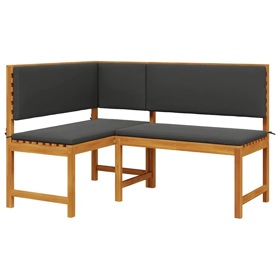 Ensemble de banc de jardin 4 pcs Marron Bois d'Acacia Massif - 6