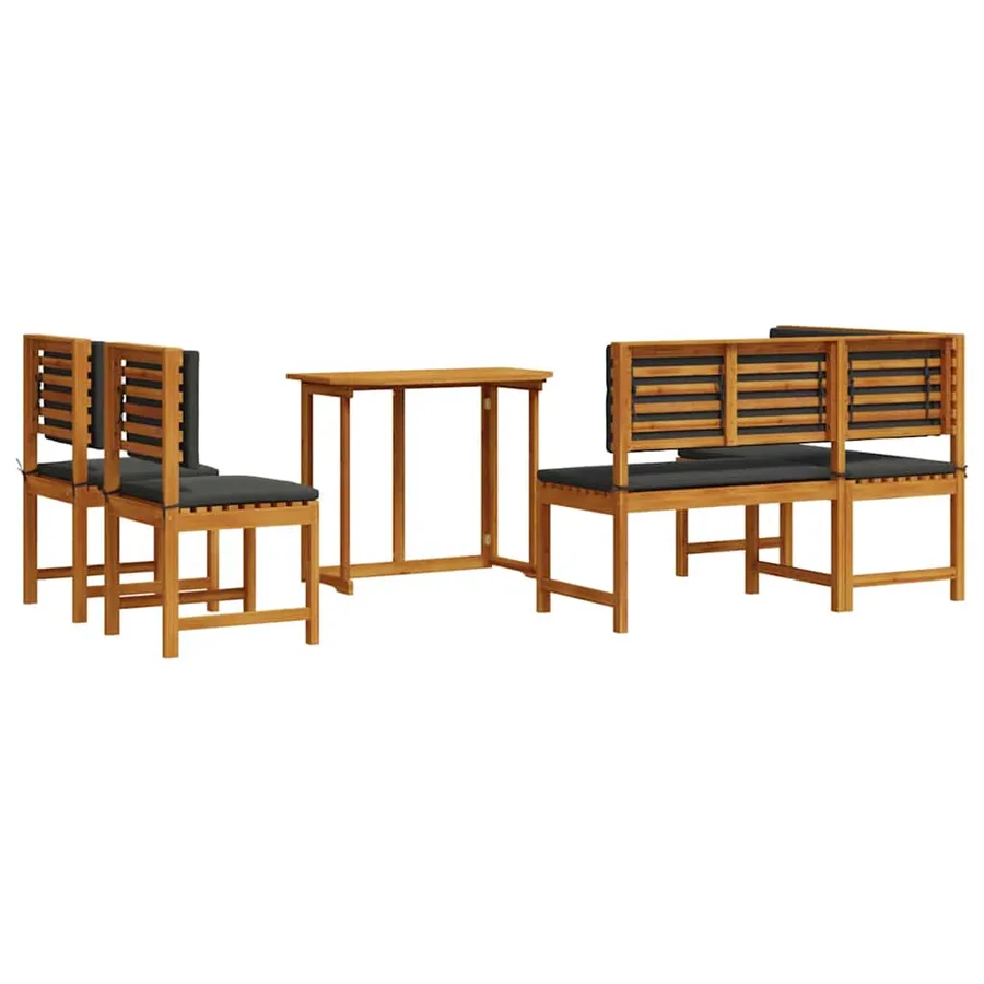 Ensemble de banc de jardin 4 pcs Marron Bois d'Acacia Massif - 8