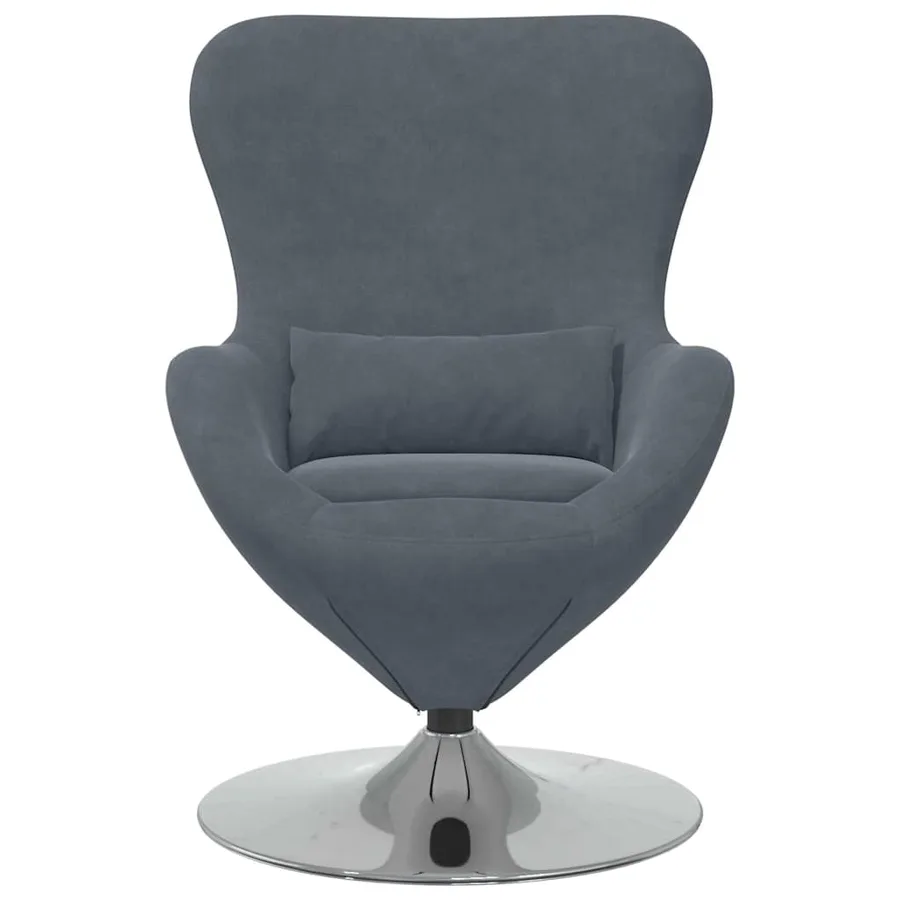 Fauteuil œuf Gris foncé Velours - 4