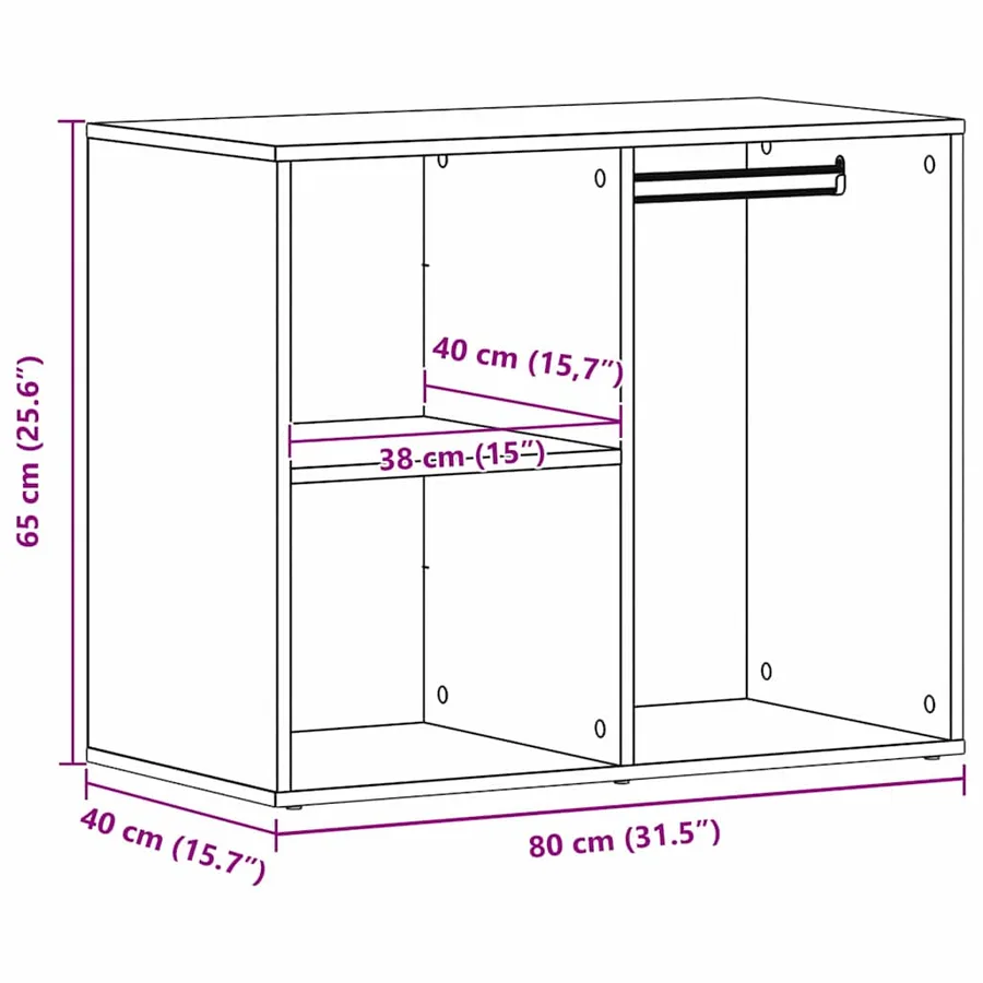 Cabinet de Cosmétiques avec étagère Chêne noir 80 x 40 x 65 cm - 8