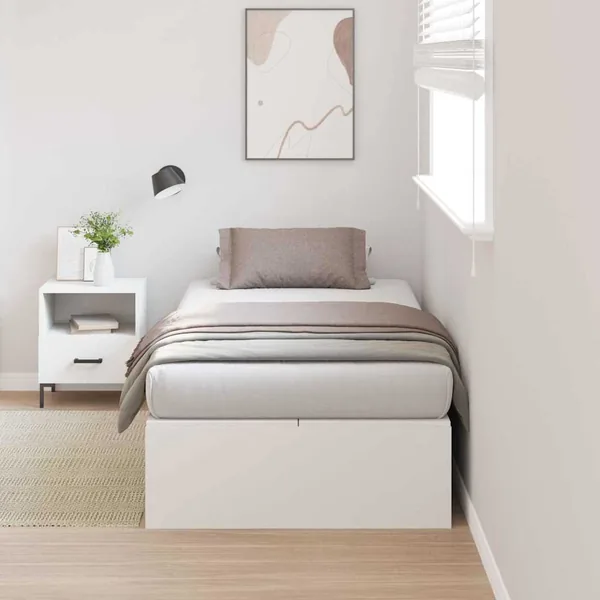 Cadre de lit avec rangement Blanc 90 x 200 cm Bois d'ingénierie