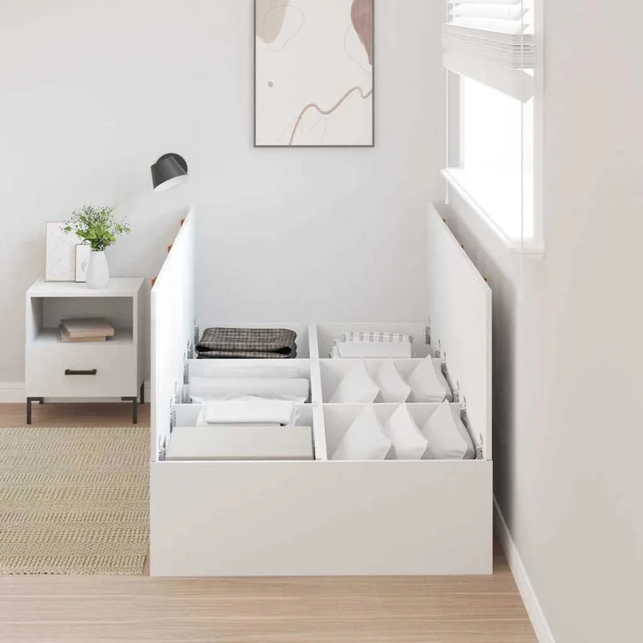Cadre de lit avec rangement Blanc 90 x 200 cm Bois d'ingénierie - 3
