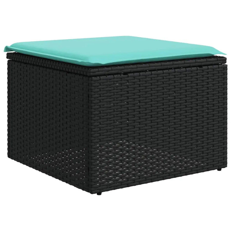 Ensemble de canapé de jardin 8 pcs avec coussins noir résine tressée - 6
