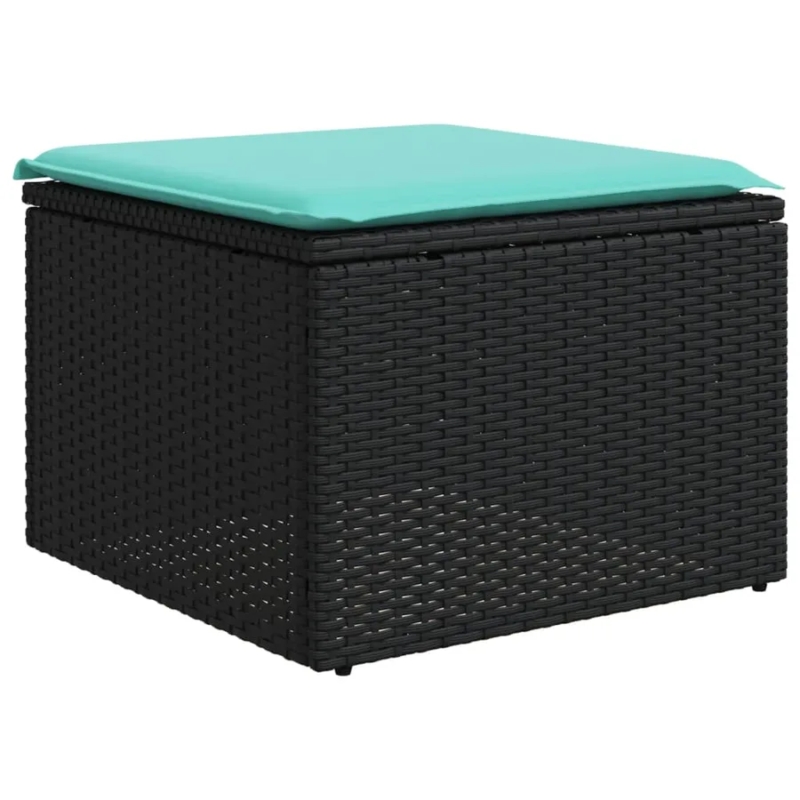 Ensemble de canapé de jardin 8 pcs avec coussins noir résine tressée - 5