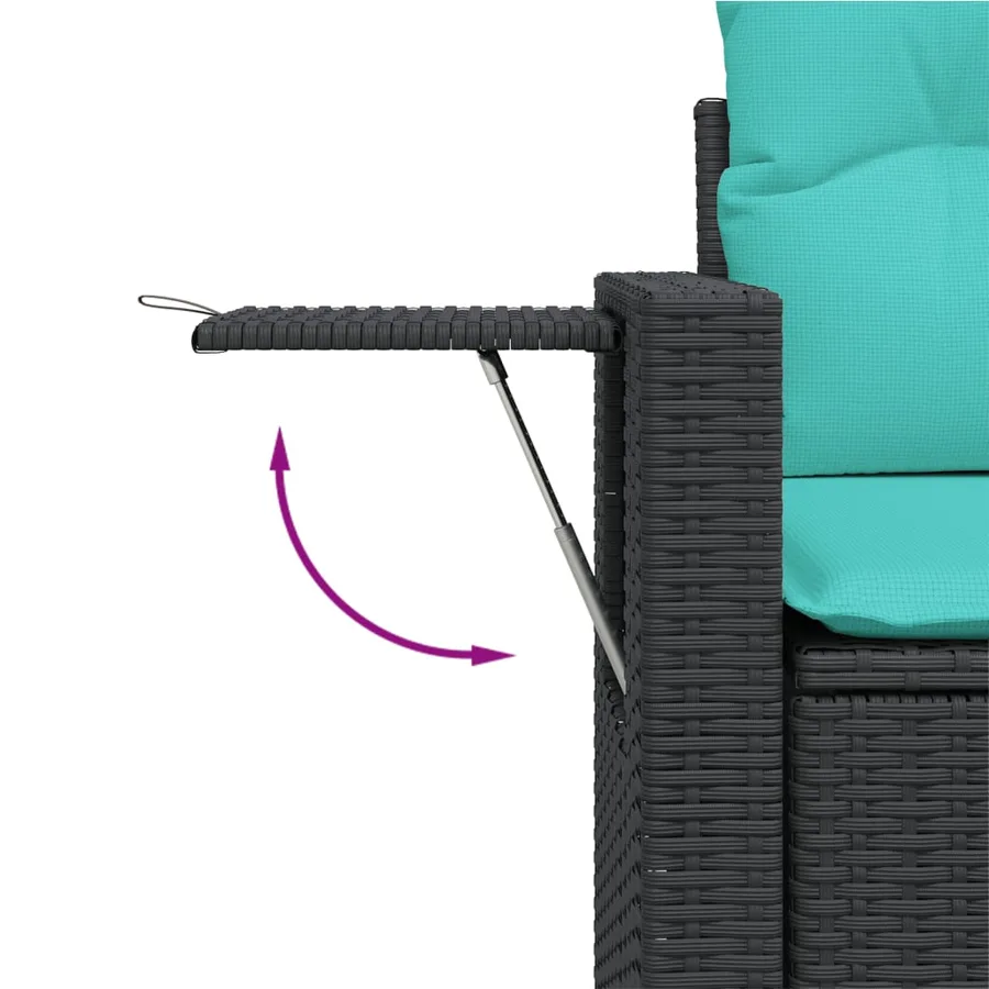 Ensemble de canapé de jardin 8 pcs avec coussins noir résine tressée - 7
