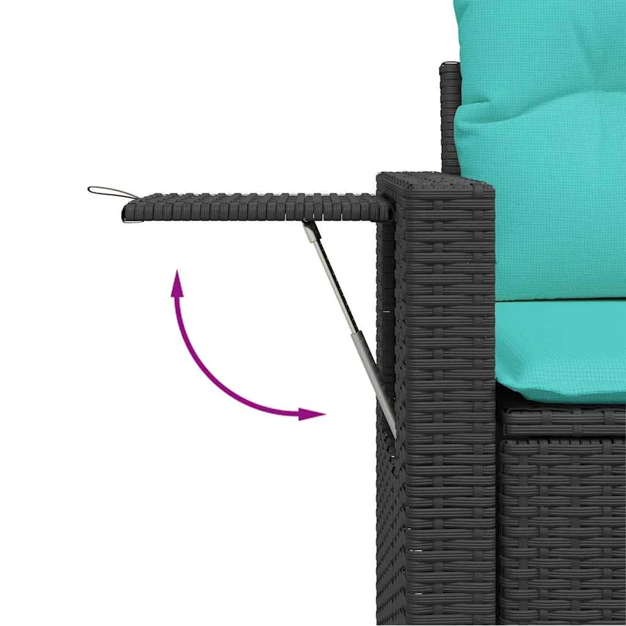 Ensemble de canapé de jardin 8 pcs avec coussins noir résine tressée - 7
