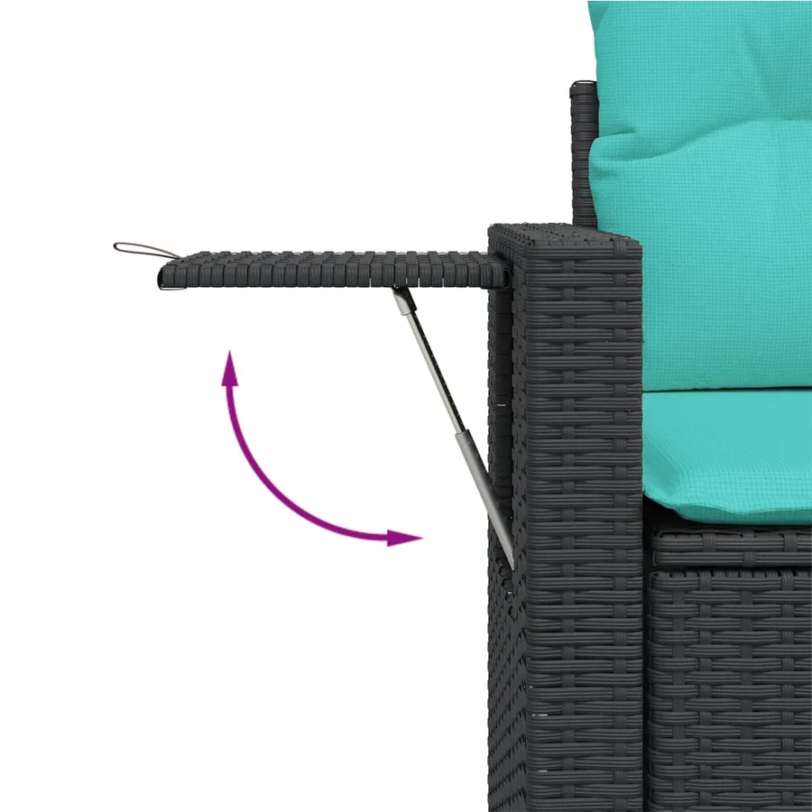 Ensemble de canapé de jardin 11 pcs avec coussins noir résine tressée - 7