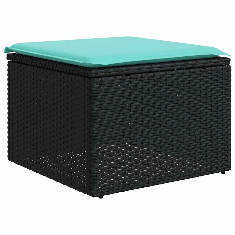 Salon de jardin 10 pcs avec coussins noir résine tressée - 6