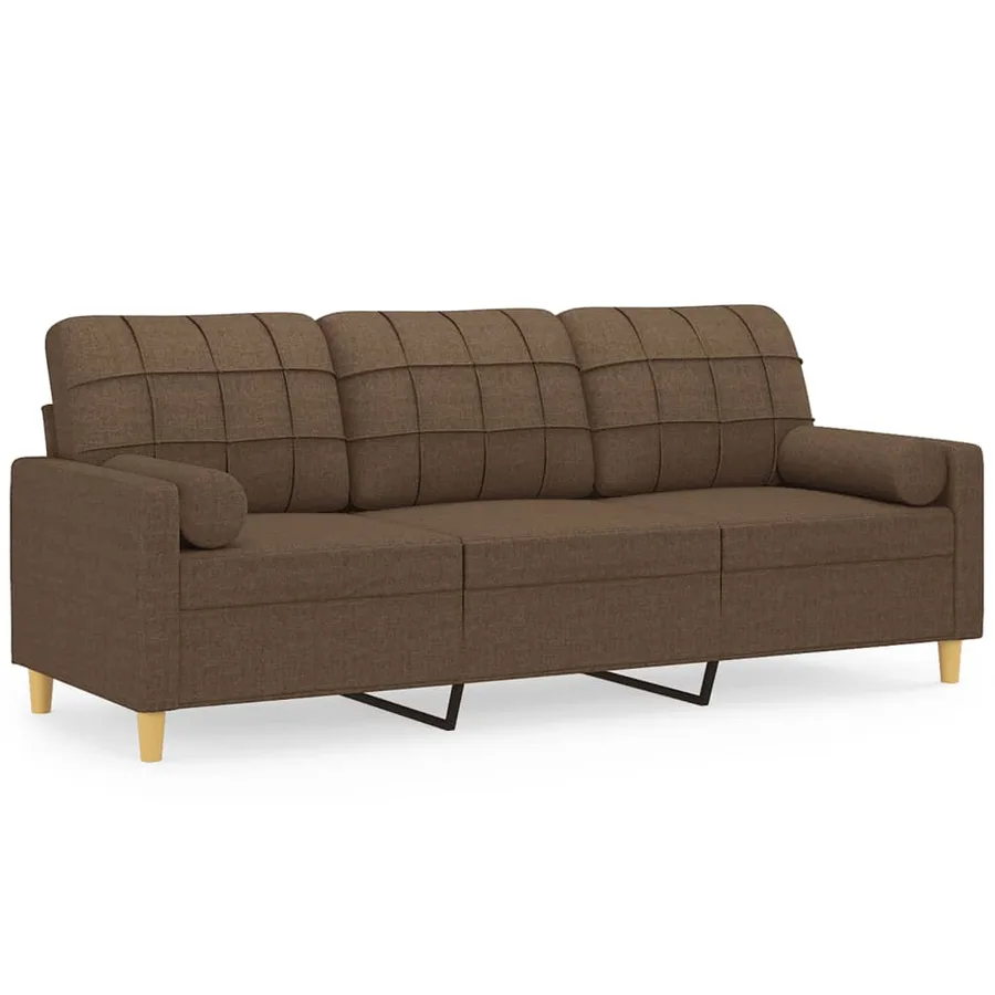 Canapé 3 places avec oreillers décoratifs marron 180 cm tissu - 3