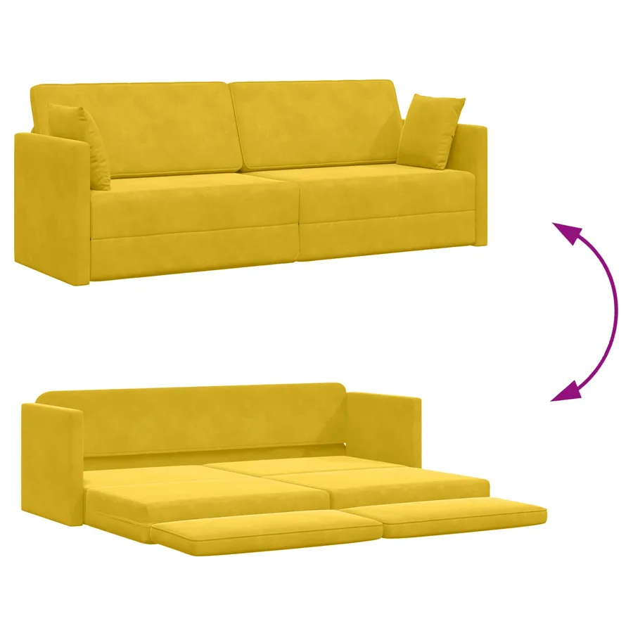 Canapé-lit au sol Jaune 213 x 70 x 77 cm Velours - 10