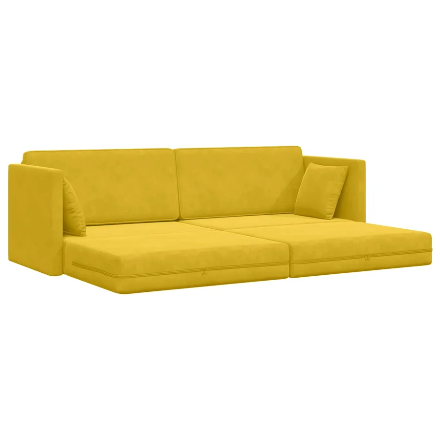 Canapé-lit au sol Jaune 213 x 70 x 77 cm Velours - 4