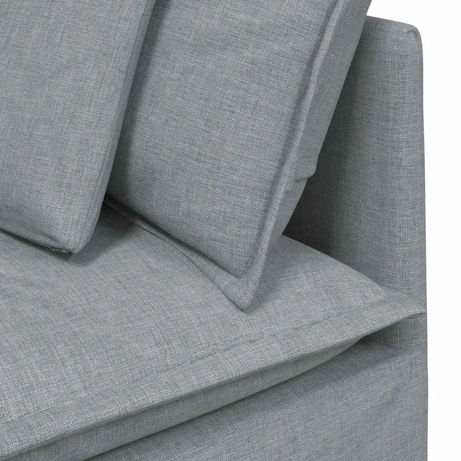 Canapé modulable avec repose-pieds et coussins en tissu gris clair - 10