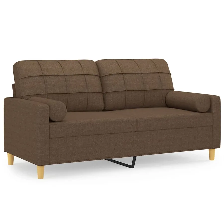Canapé 2 places avec oreillers décoratifs marron 140 cm tissu - 2