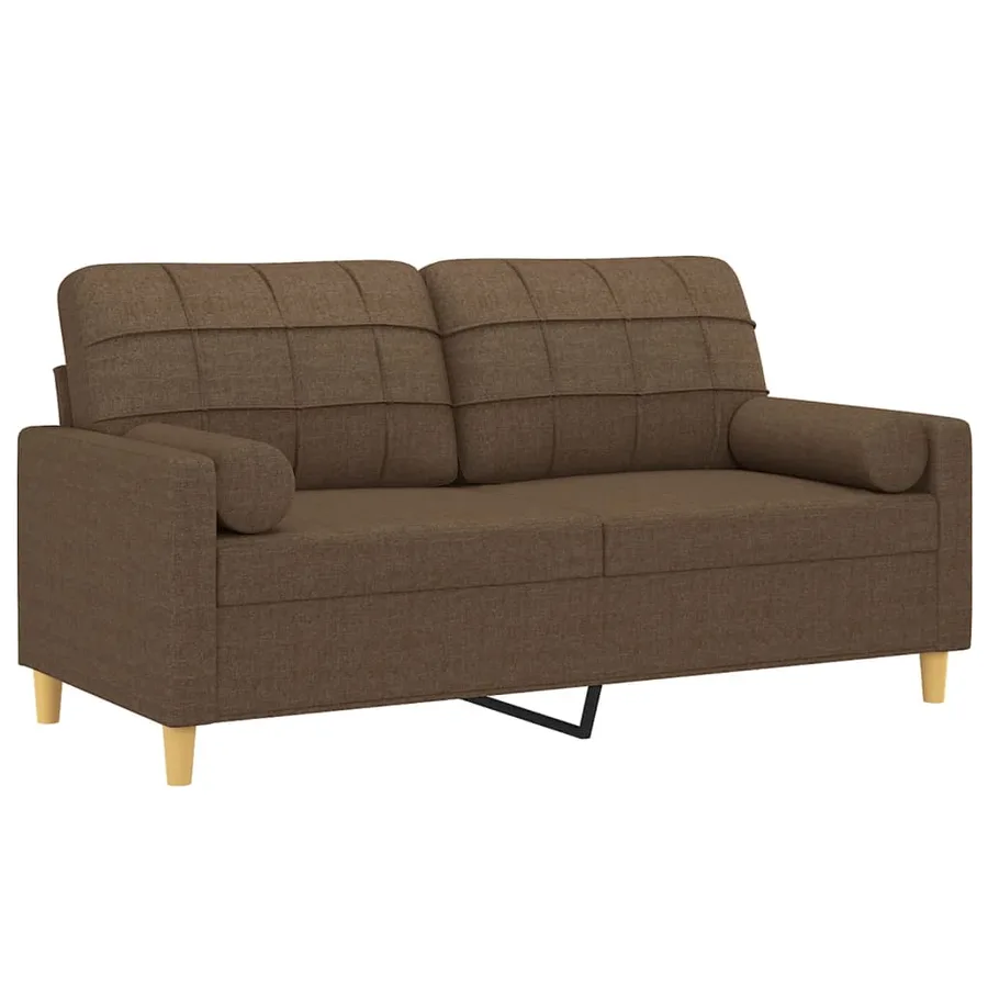 Canapé 2 places avec oreillers décoratifs marron 140 cm tissu - 3