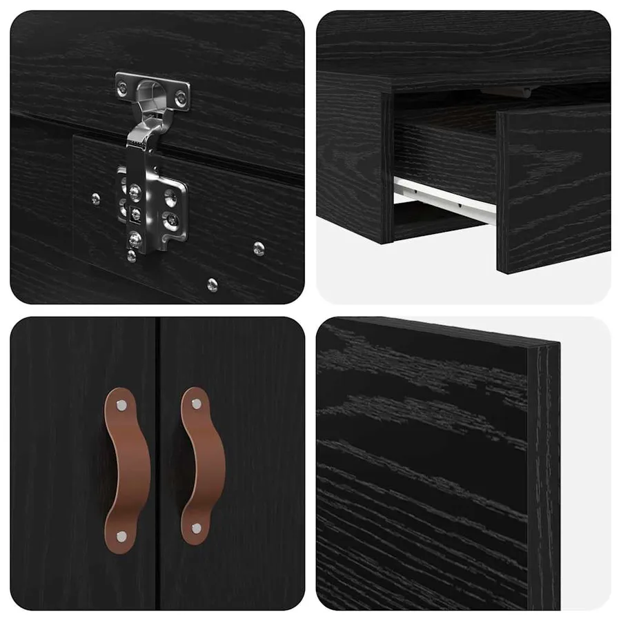 Cadre de lit avec rangement Chêne noir 90 cm Bois d'ingénierie - 12
