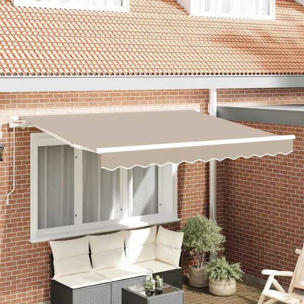 Auvent Rétractable Beige 350 x 200 cm tissu
