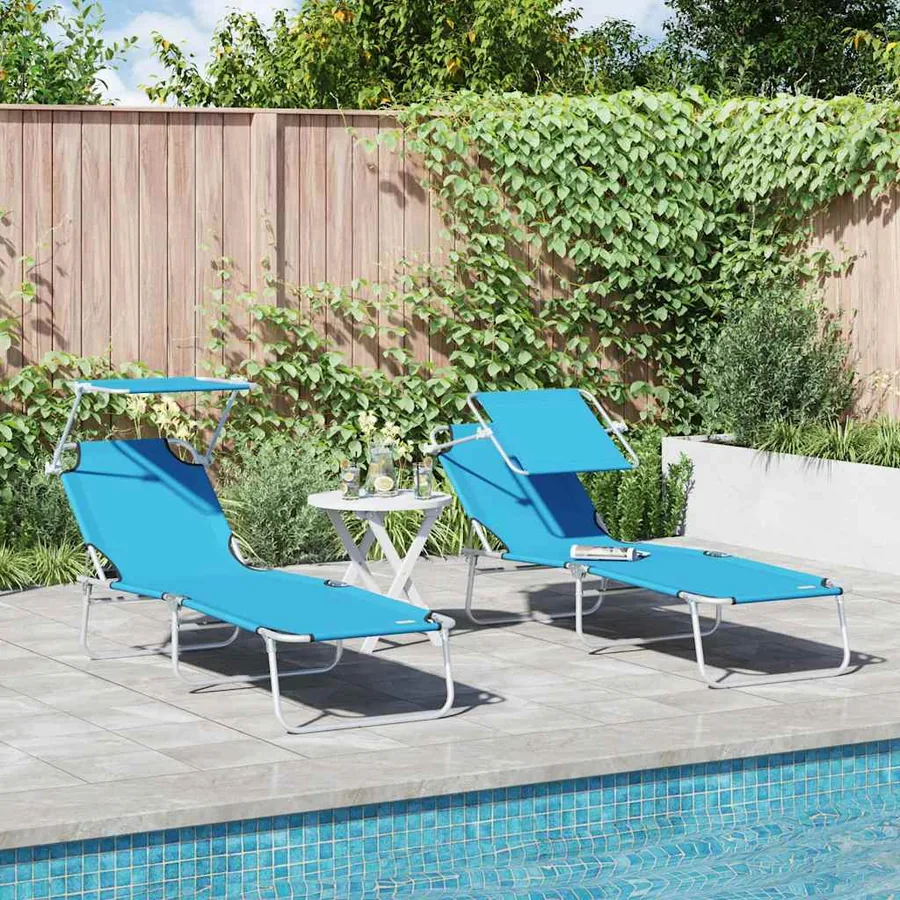 Transat 2 pcs Bleu vif 58 x 188 x 77cm Polyester