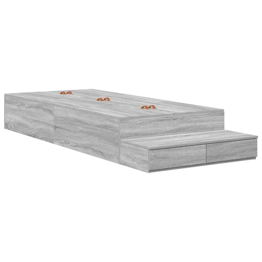 Cadre de lit avec rangement Gris Sonoma 90 cm Bois d'ingénierie - 2