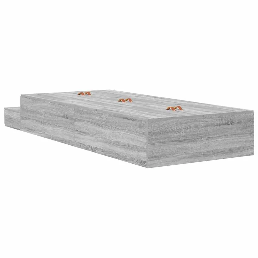 Cadre de lit avec rangement Gris Sonoma 90 cm Bois d'ingénierie - 9