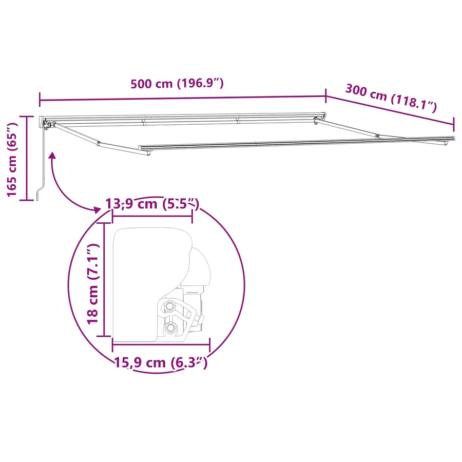 Cadre d'auvent Anthracite 500 × 300 cm - 12