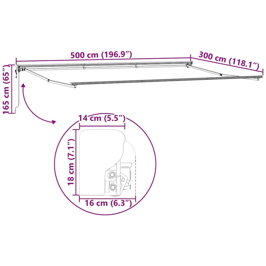 Cadre d'auvent Réglable Anthracite 5 x 3 m Acier - 10