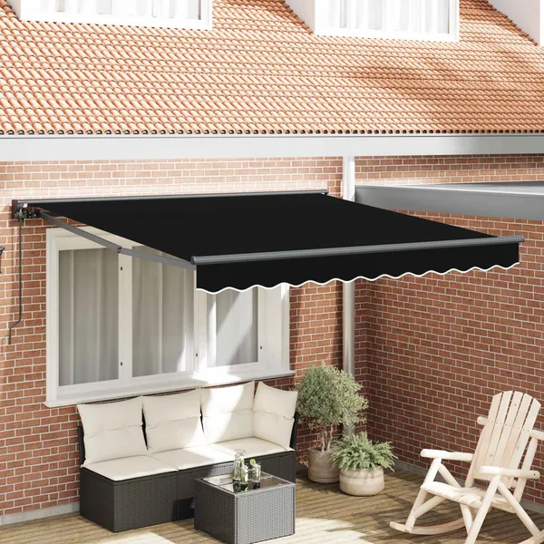 Cadre d'auvent Noir 350 x 250 cm Polyester avec revêtement PU