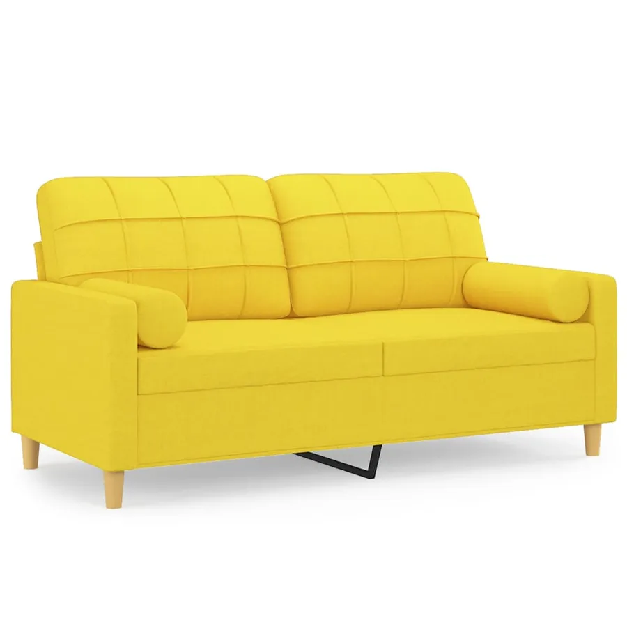 Canapé 2 places avec oreillers jaune clair 140 cm tissu - 2
