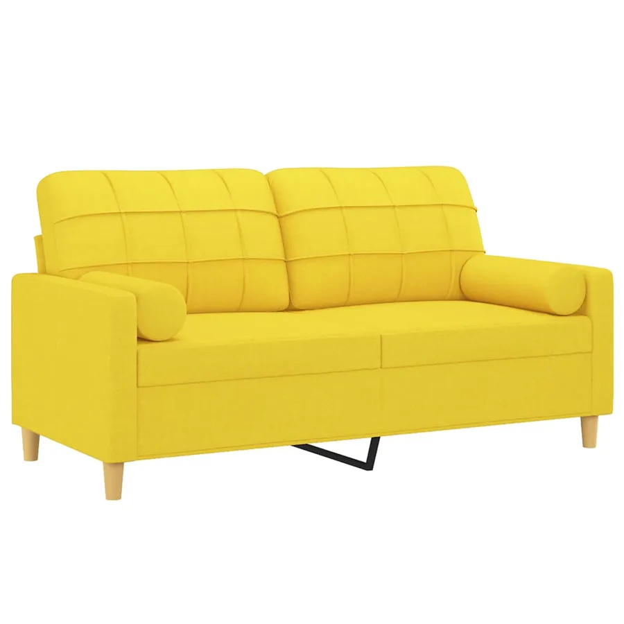 Canapé 2 places avec oreillers jaune clair 140 cm tissu - 3