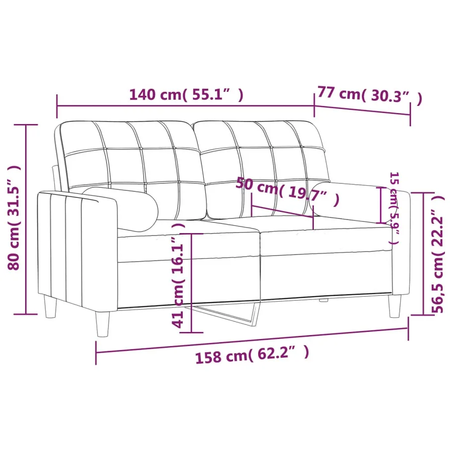 Canapé 2 places avec oreillers jaune clair 140 cm tissu - 8