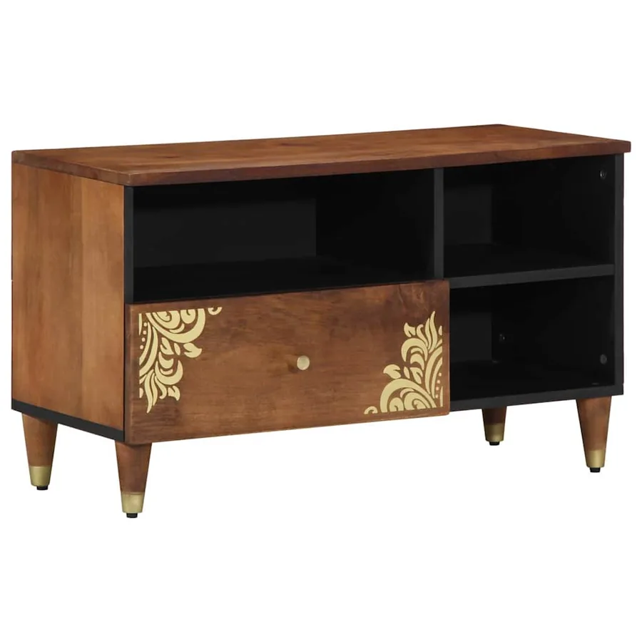 Meuble TV Marron miel 80 x 33 x 46 cm Bois de mangue massif