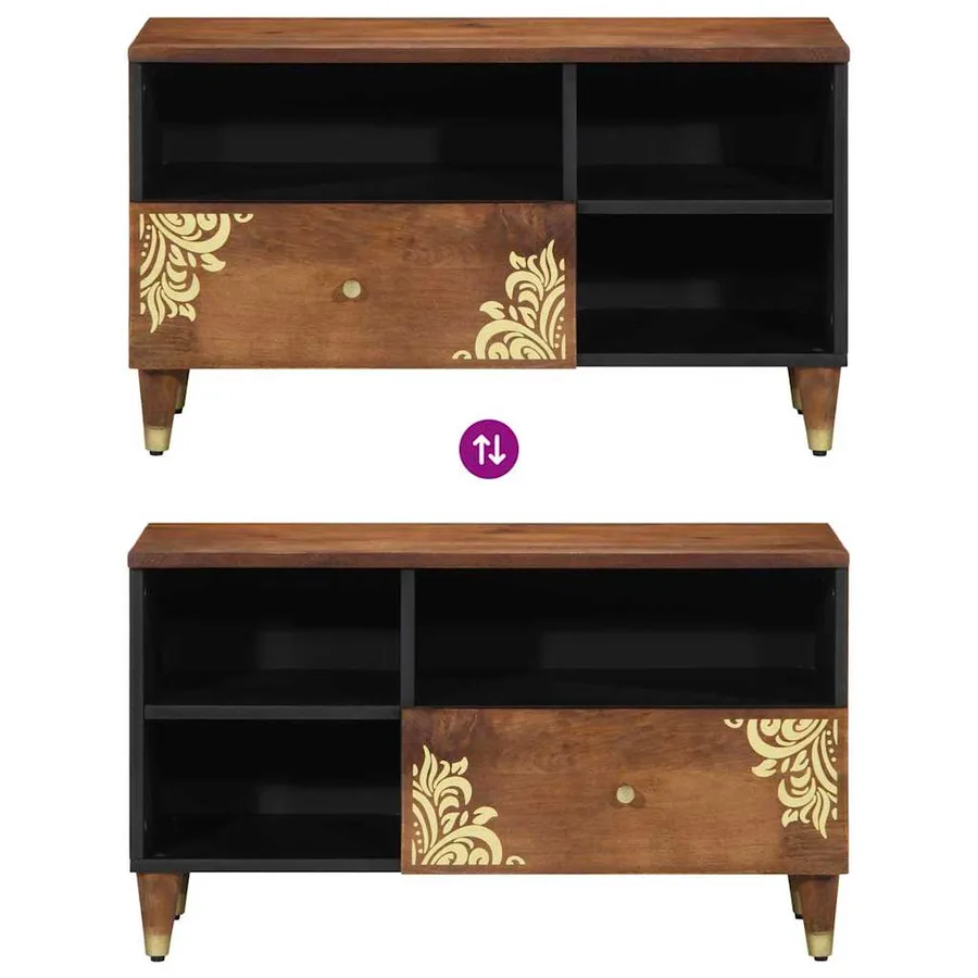 Meuble TV Marron miel 80 x 33 x 46 cm Bois de mangue massif - 10