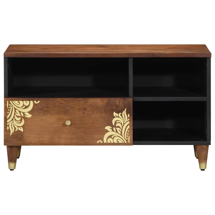 Meuble TV Marron miel 80 x 33 x 46 cm Bois de mangue massif - 3