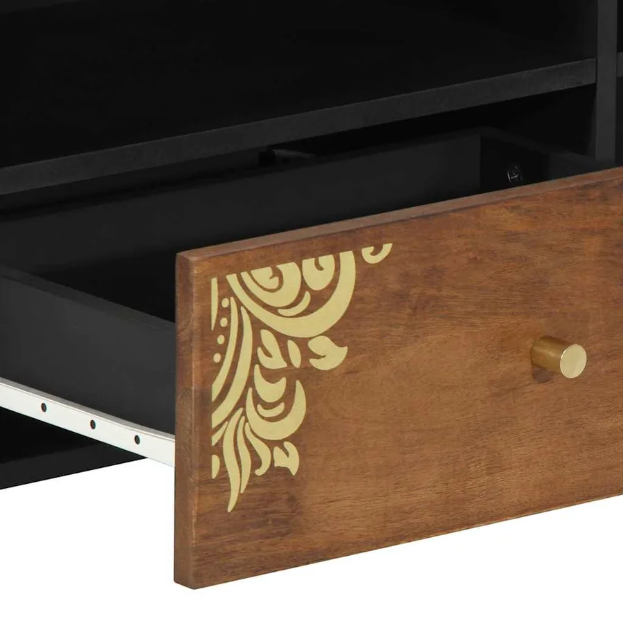 Meuble TV Marron miel 80 x 33 x 46 cm Bois de mangue massif - 7