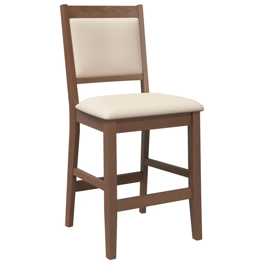 Tabourets de bar avec coussins (lot de 2) en bois massif marron et caoutchouc - 4