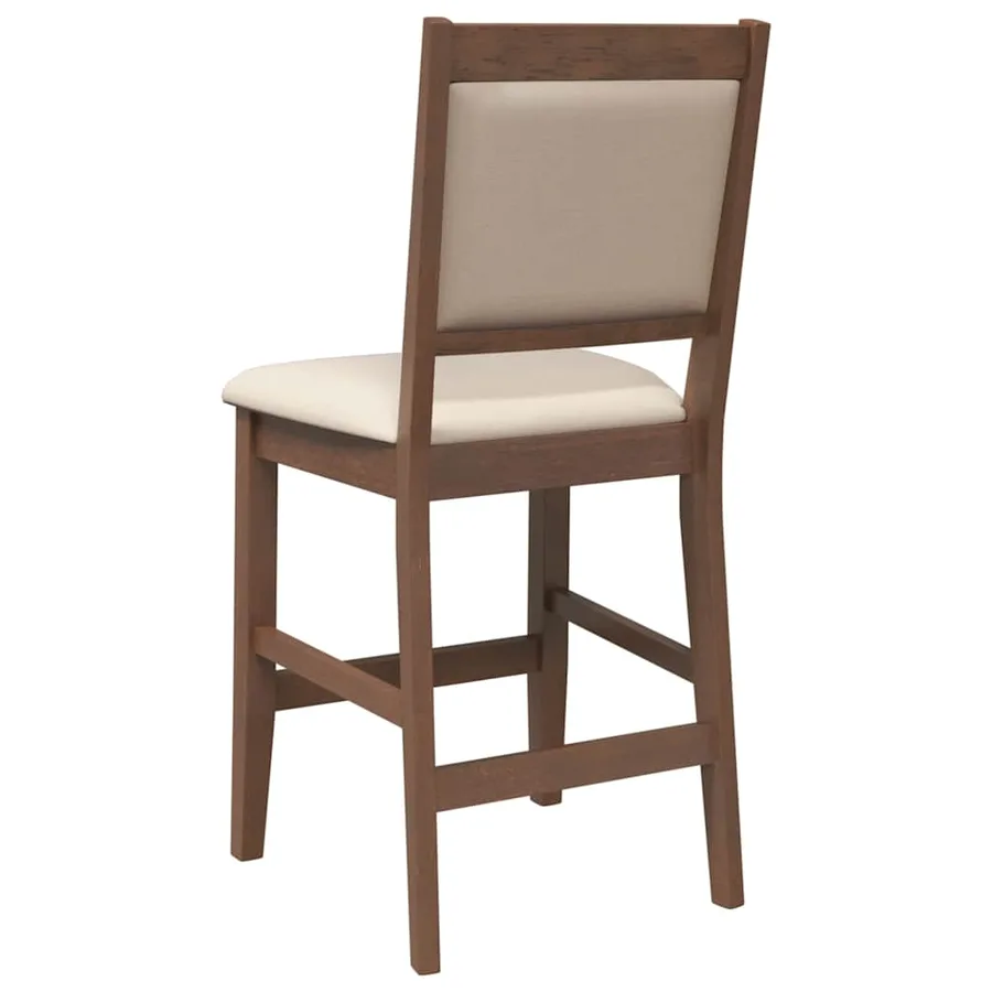 Tabourets de bar avec coussins (lot de 2) en bois massif marron et caoutchouc - 7