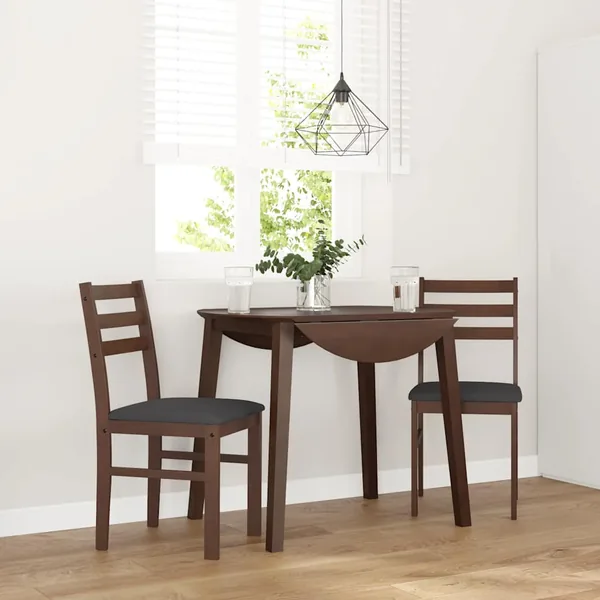 Chaises à manger coussins 2 pcs marron bois massif caoutchouc