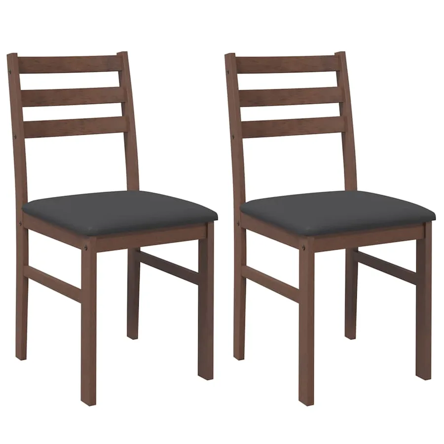Chaises à manger coussins 2 pcs marron bois massif caoutchouc - 2