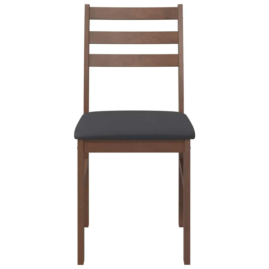 Chaises à manger coussins 2 pcs marron bois massif caoutchouc - 5