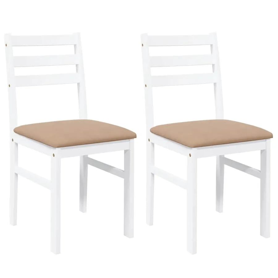 Chaises à manger coussins 2 pcs blanc bois massif caoutchouc - 2
