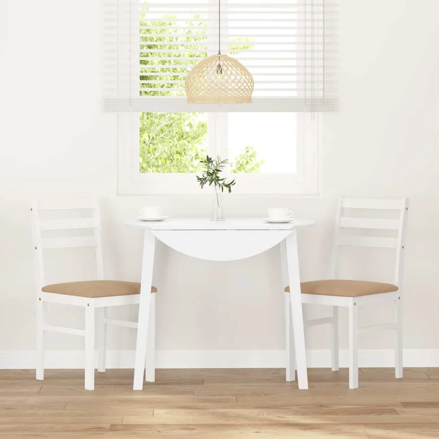 Chaises à manger coussins 2 pcs blanc bois massif caoutchouc - 3
