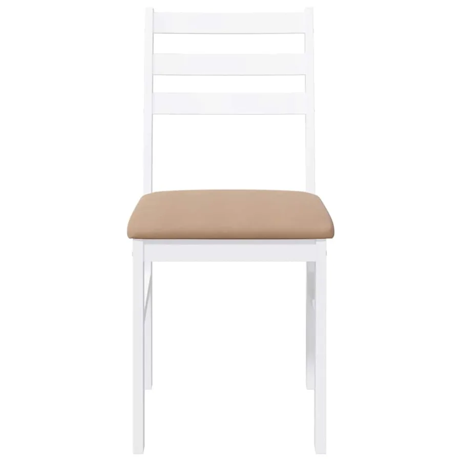 Chaises à manger coussins 2 pcs blanc bois massif caoutchouc - 5