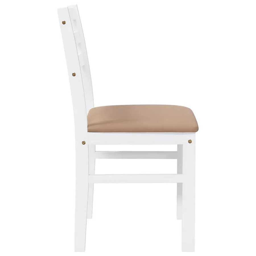 Chaises à manger coussins 2 pcs blanc bois massif caoutchouc - 6