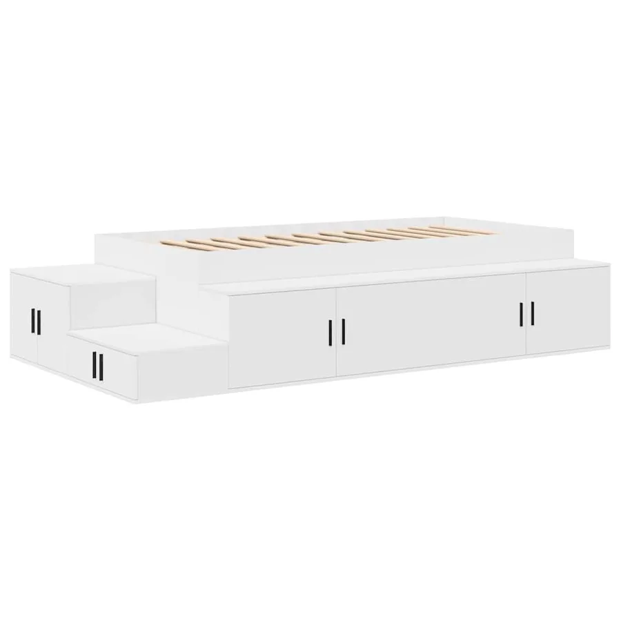 Cadre de lit avec rangement Blanc 75 cm Bois d'ingénierie - 2