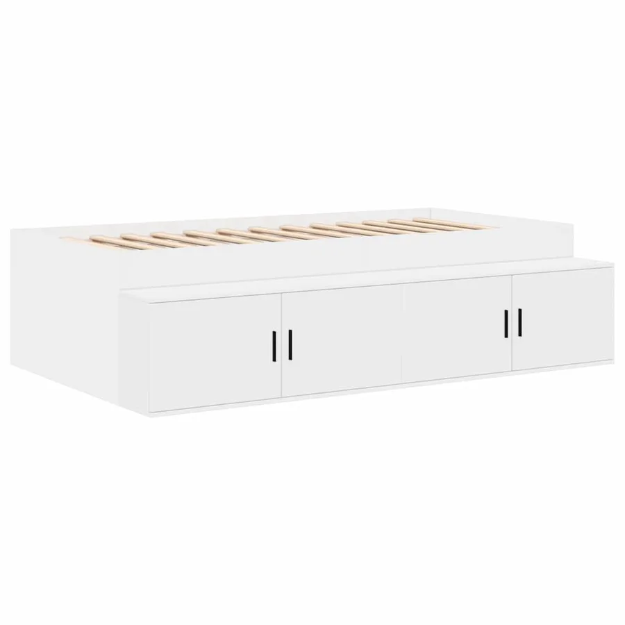 Cadre de lit avec rangement Blanc 75 cm Bois d'ingénierie - 6