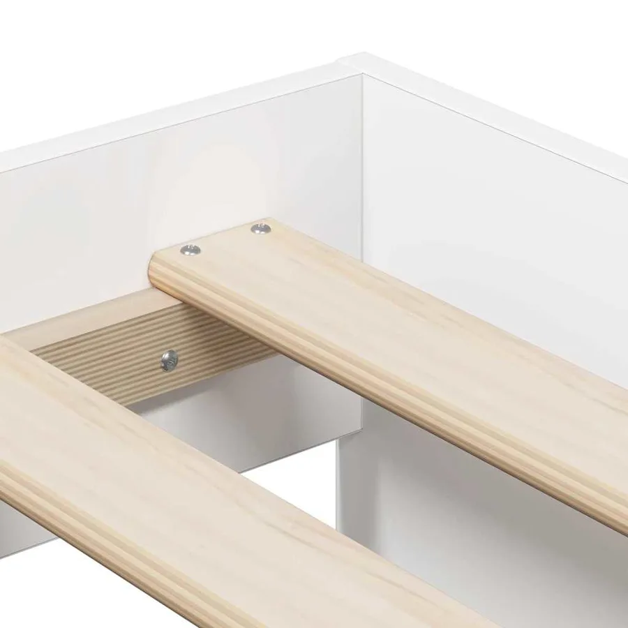 Cadre de lit avec rangement Blanc 75 cm Bois d'ingénierie - 8