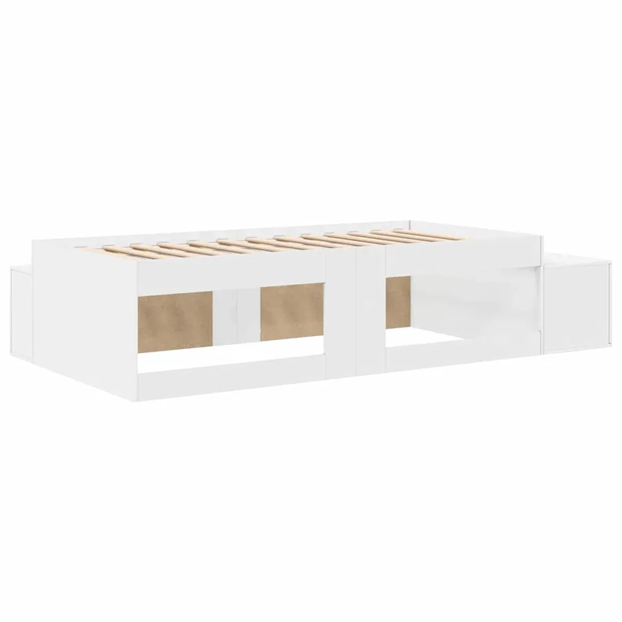 Cadre de lit avec rangement Blanc 75 cm Bois d'ingénierie - 9