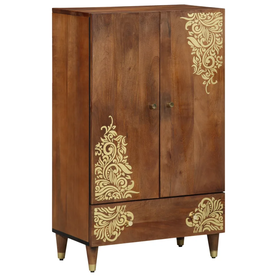 Haut Armoire Marron 60 x 33 x 100 cm Bois de mangue massif