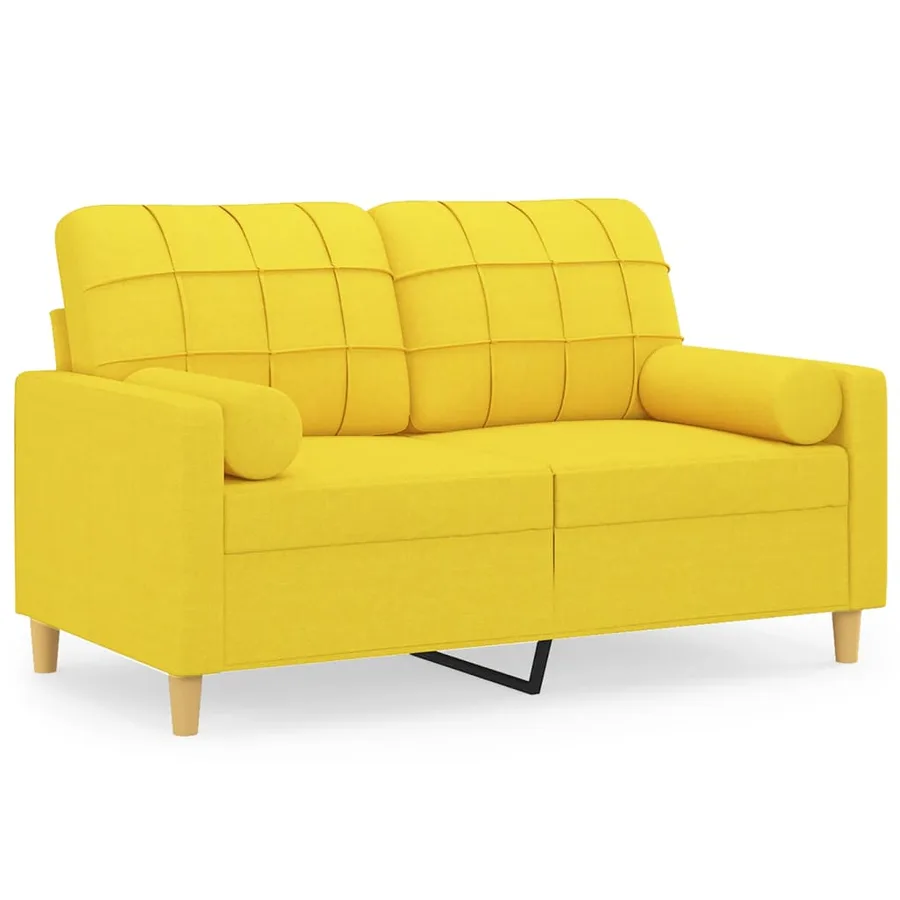 Canapé 2 places avec oreillers jaune clair 120 cm tissu - 2