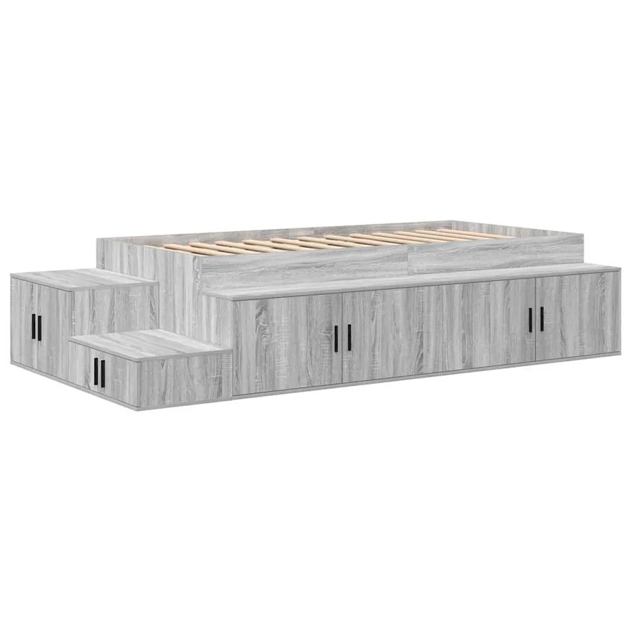 Cadre de lit avec rangement Gris Sonoma 75 cm Bois d'ingénierie - 2