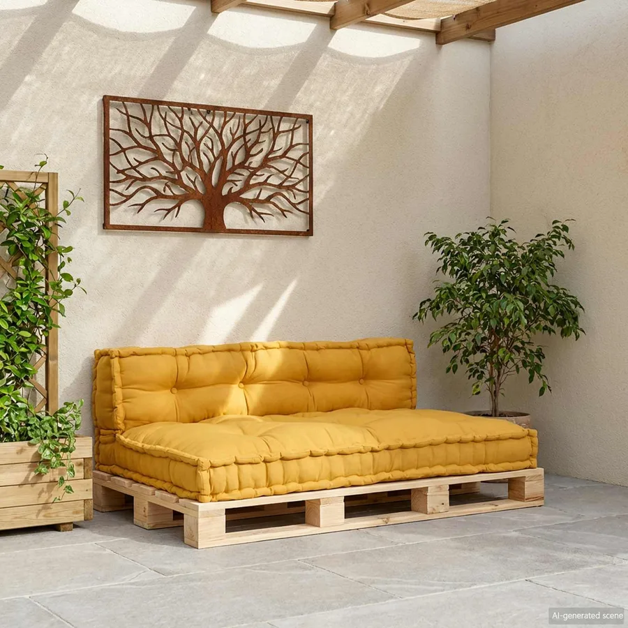 Coussin de canapé sur palette 2 pcs Jaune 120 x 80 x 38 cm - 3